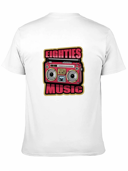 80s Music Graphic Tee - Retro Boombox Design