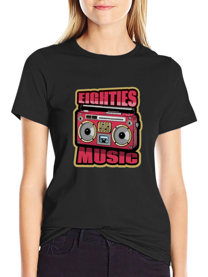 80s Music Graphic Tee - Retro Boombox Design