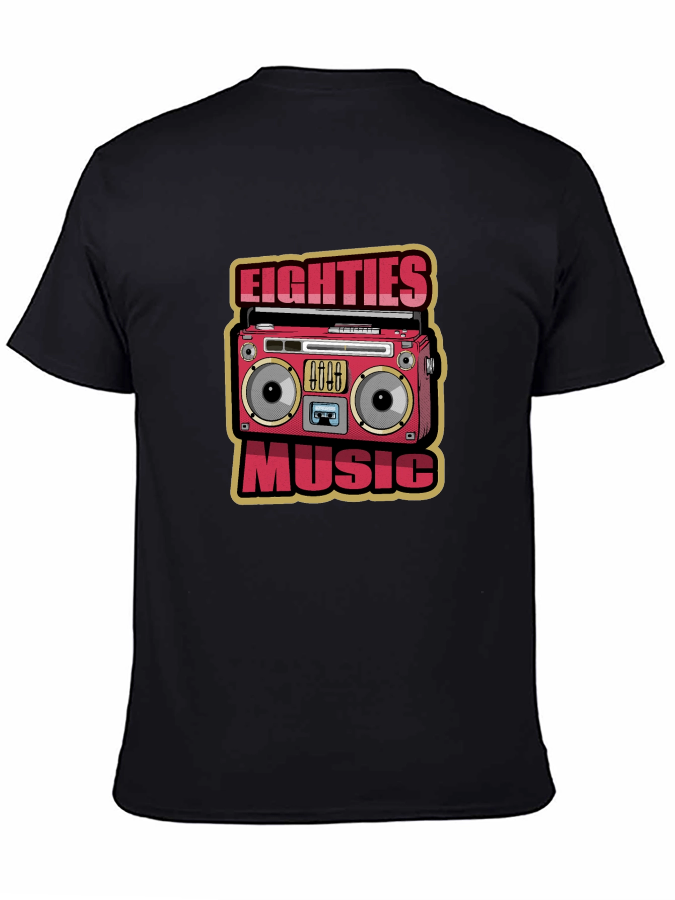 80s Music Graphic Tee - Retro Boombox Design