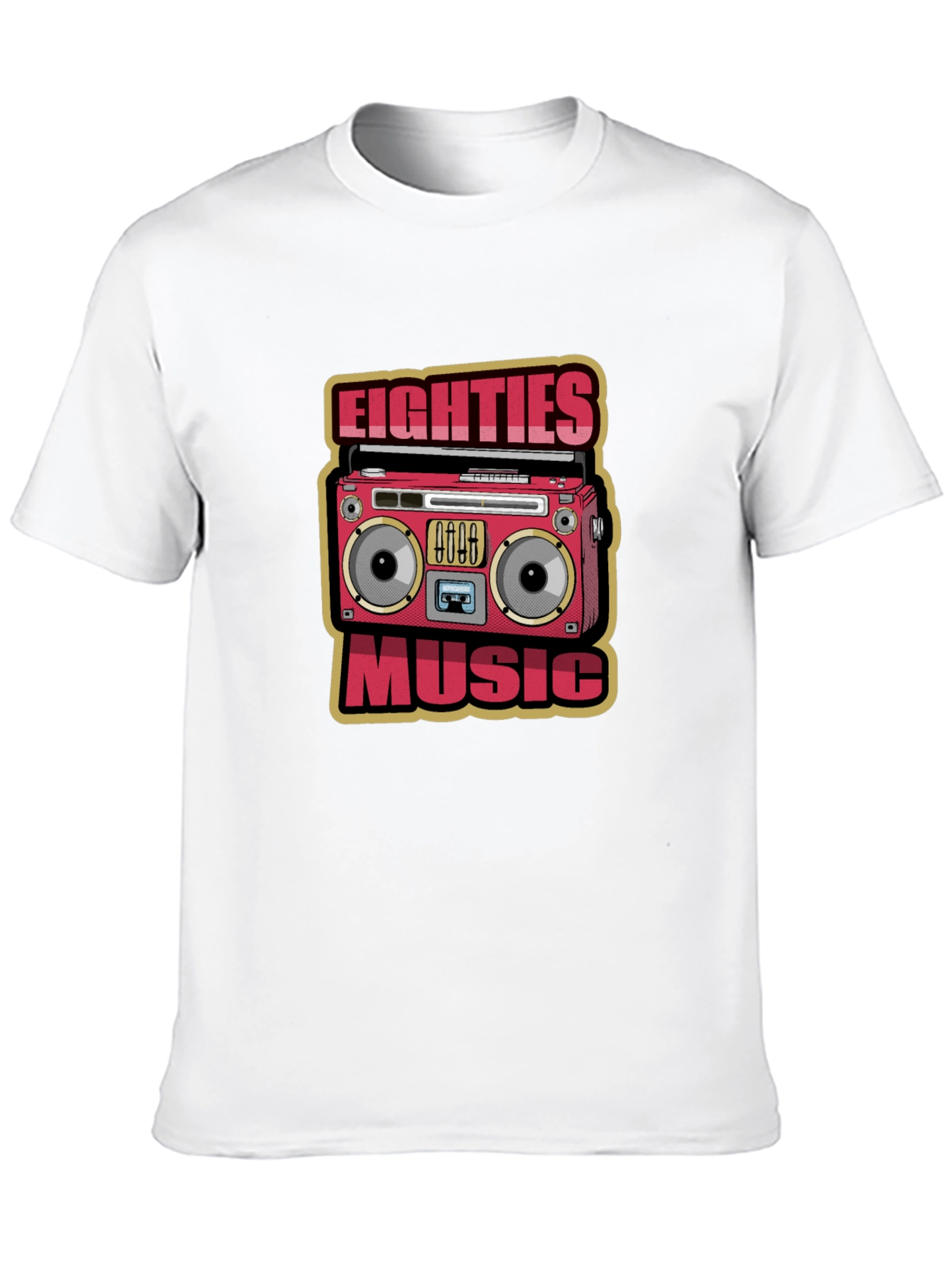 80s Music Graphic Tee - Retro Boombox Design