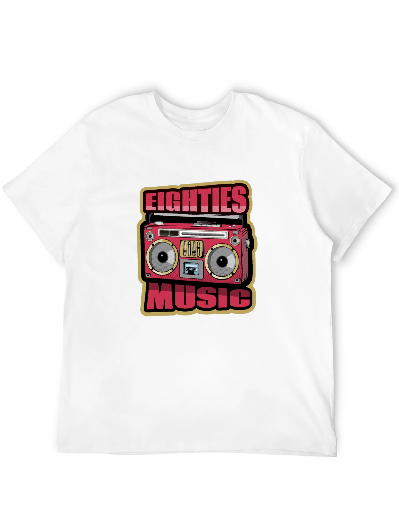 80s Music Graphic Tee - Retro Boombox Design
