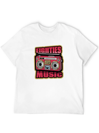 80s Music Graphic Tee - Retro Boombox Design