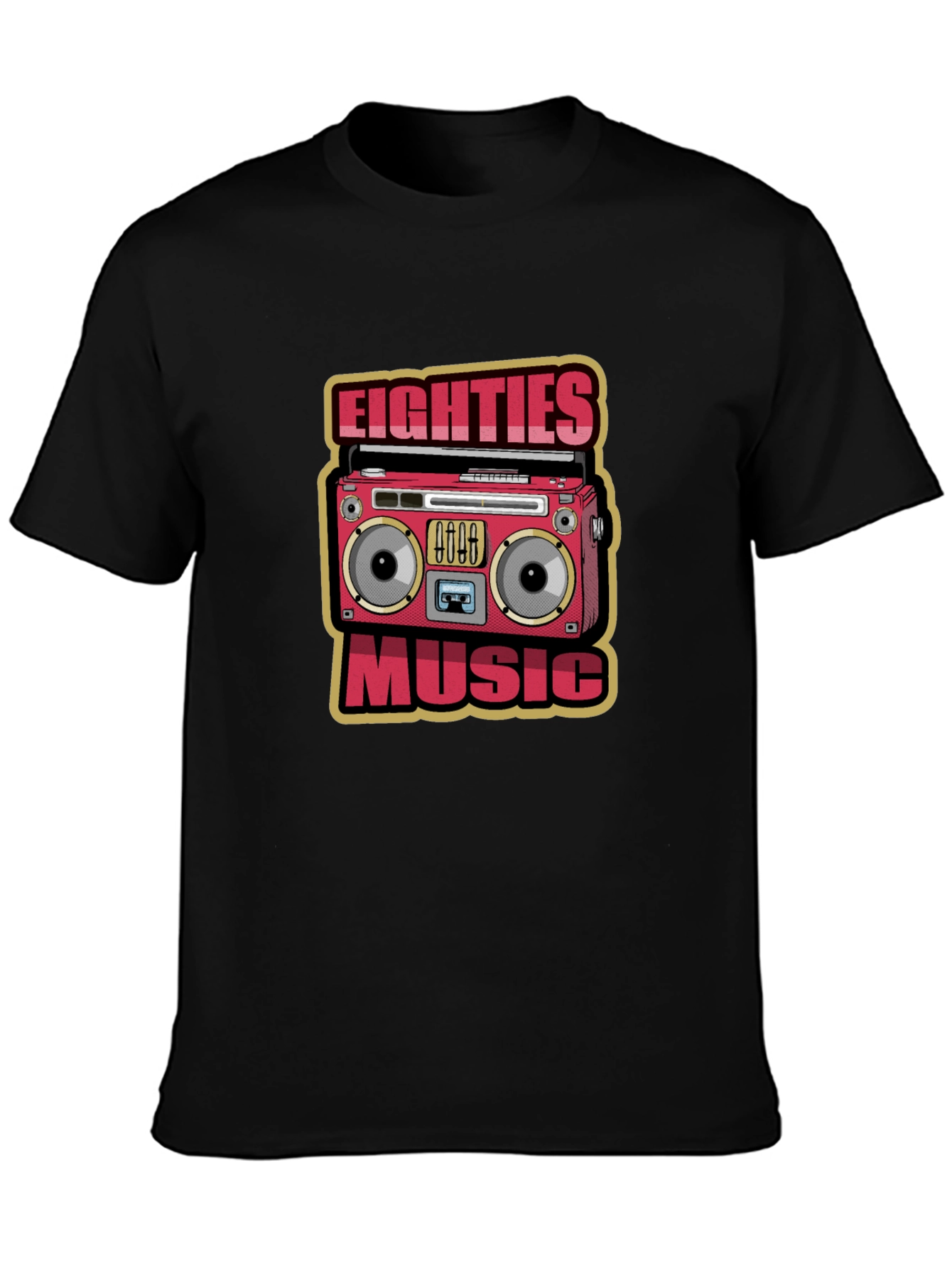 80s Music Graphic Tee - Retro Boombox Design