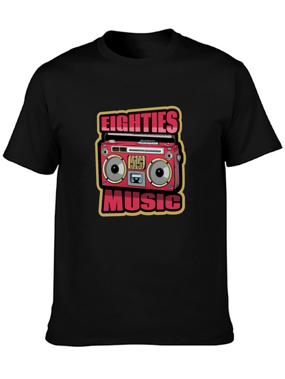 80s Music Graphic Tee - Retro Boombox Design