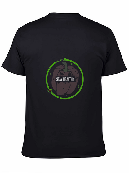 Stay Healthy Black T-Shirt - Apple Design