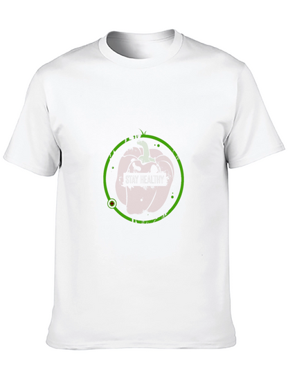 Stay Healthy Black T-Shirt - Apple Design