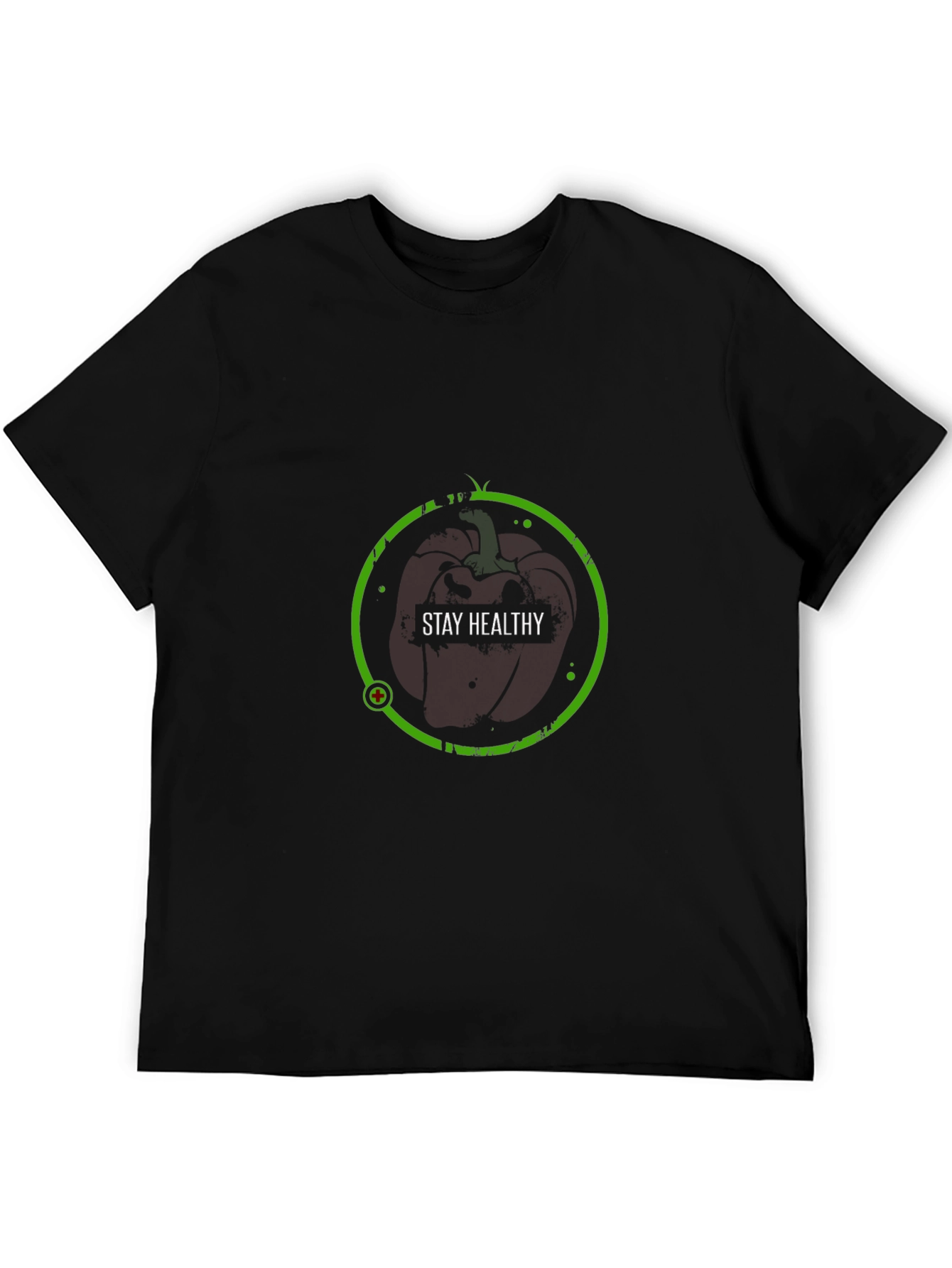 Stay Healthy Black T-Shirt - Apple Design