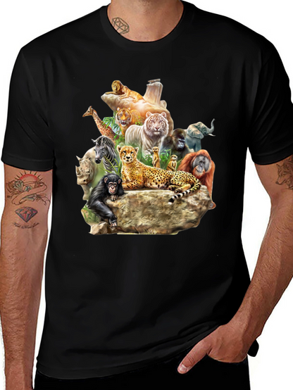 Wildlife Animals Graphic T-Shirt - Black