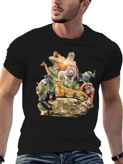 Wildlife Animals Graphic T-Shirt - Black