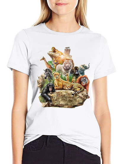 Wildlife Animals Graphic T-Shirt - Black