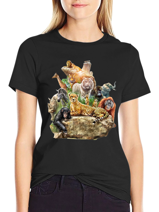 Wildlife Animals Graphic T-Shirt - Black