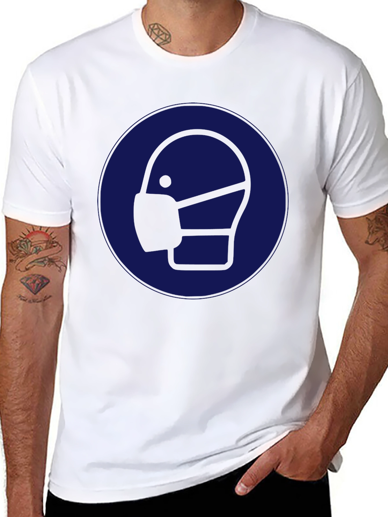 Wear Mask T-Shirt: Black Cotton Graphic Tee