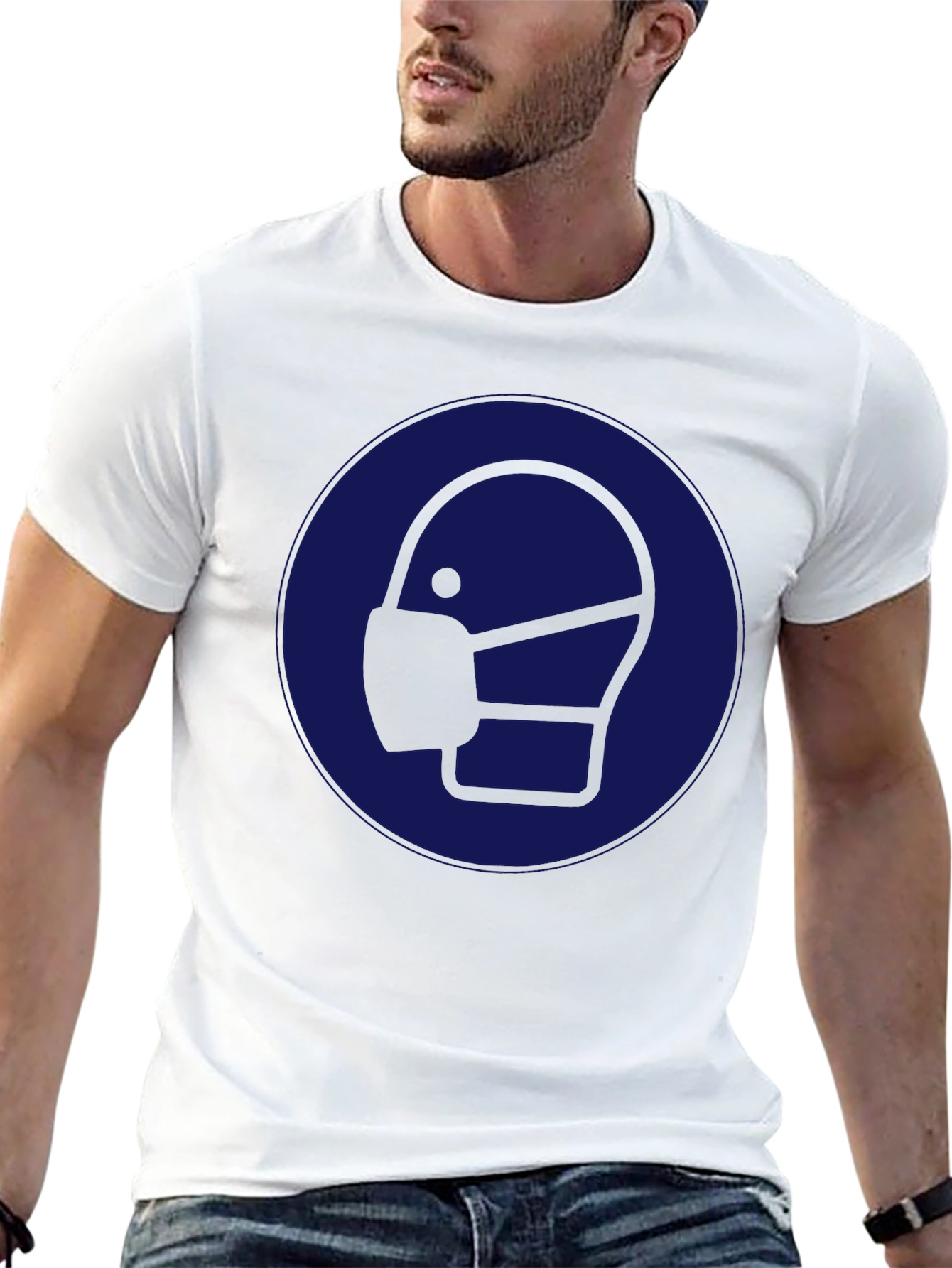 Wear Mask T-Shirt: Black Cotton Graphic Tee
