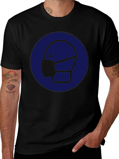 Wear Mask T-Shirt: Black Cotton Graphic Tee