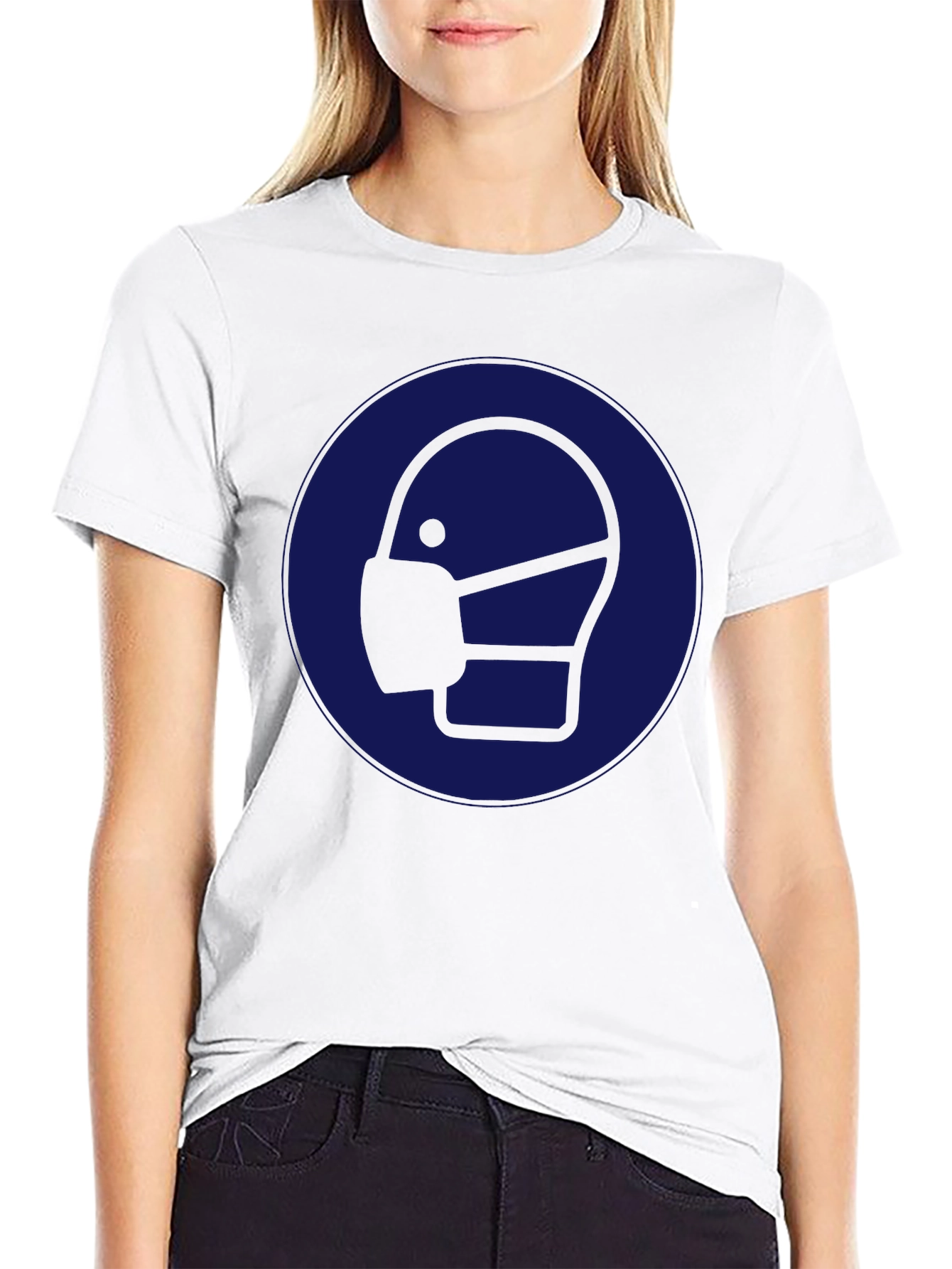 Wear Mask T-Shirt: Black Cotton Graphic Tee