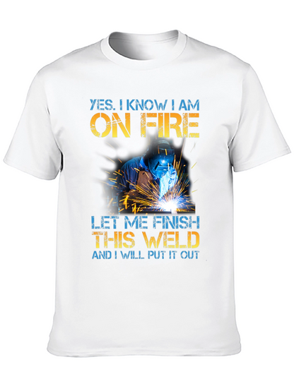 Welder On Fire Funny Graphic T-Shirt