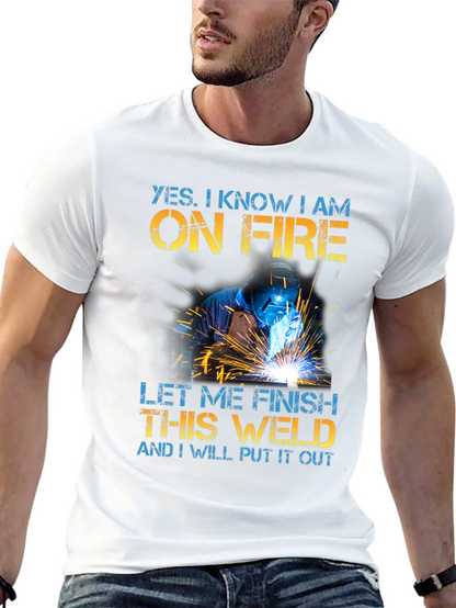Welder On Fire Funny Graphic T-Shirt