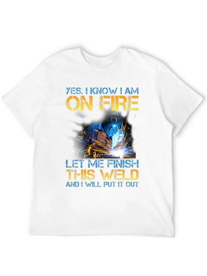 Welder On Fire Funny Graphic T-Shirt