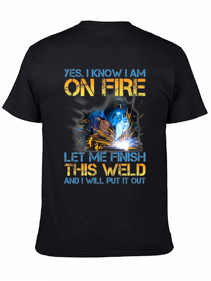 Welder On Fire Funny Graphic T-Shirt