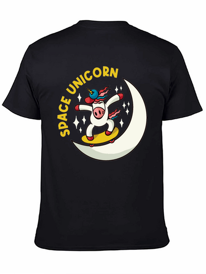 Space Unicorn Skateboard Black T-Shirt