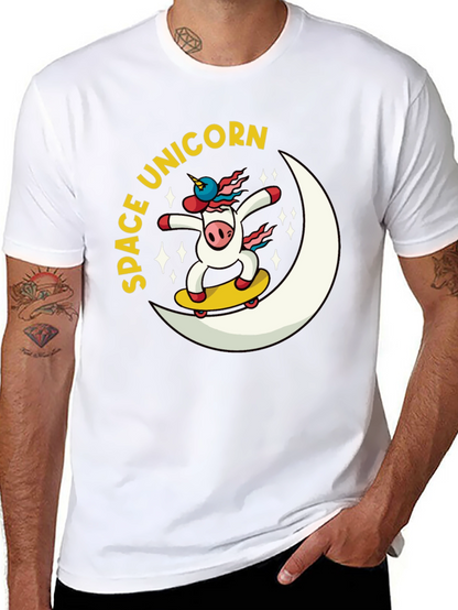 Space Unicorn Skateboard Black T-Shirt