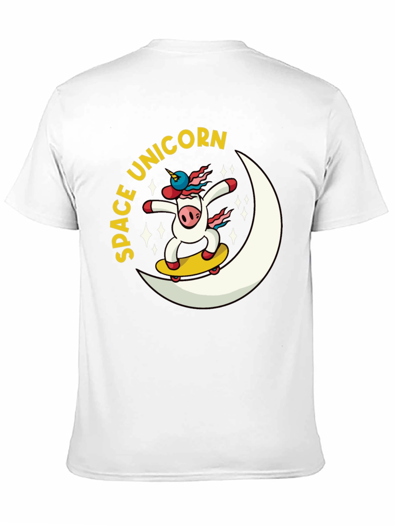 Space Unicorn Skateboard Black T-Shirt