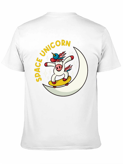 Space Unicorn Skateboard Black T-Shirt