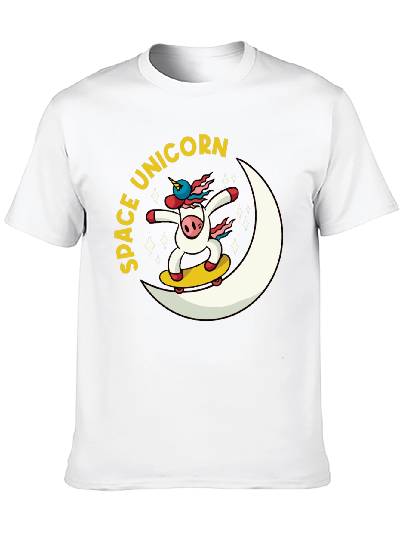 Space Unicorn Skateboard Black T-Shirt