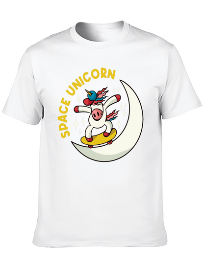 Space Unicorn Skateboard Black T-Shirt