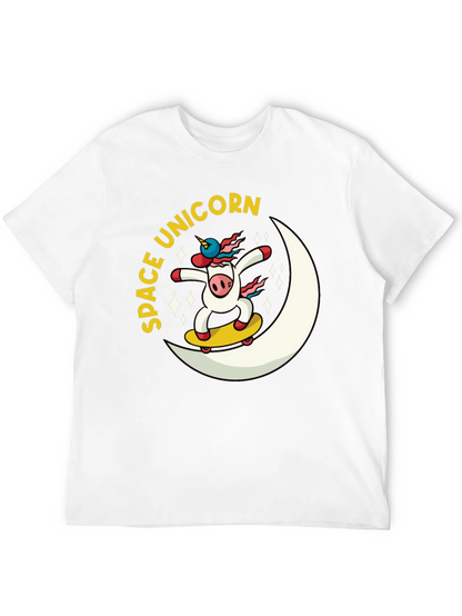 Space Unicorn Skateboard Black T-Shirt
