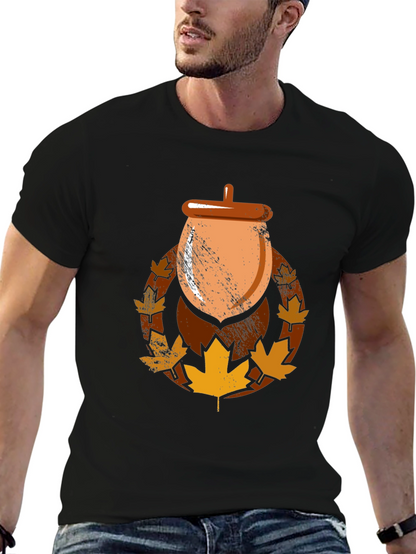 Autumn Acorn Leaf Graphic T-Shirt