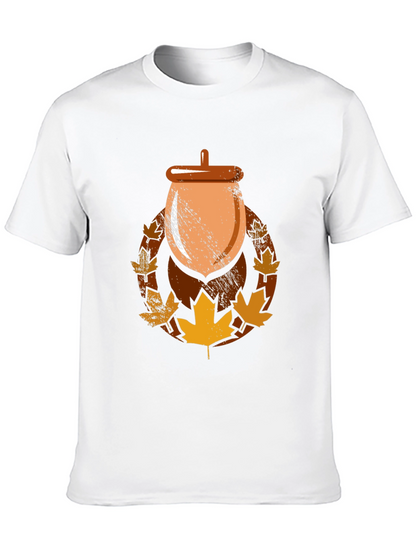 Autumn Acorn Leaf Graphic T-Shirt