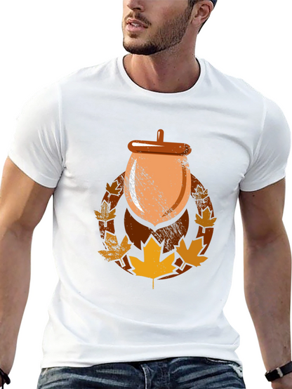 Autumn Acorn Leaf Graphic T-Shirt