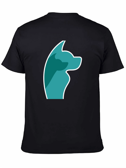 Stylish Black Tee with Teal Dog Graphic