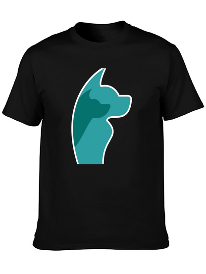 Stylish Black Tee with Teal Dog Graphic