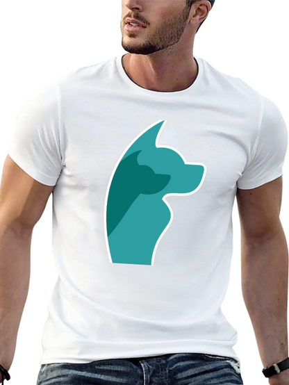 Stylish Black Tee with Teal Dog Graphic
