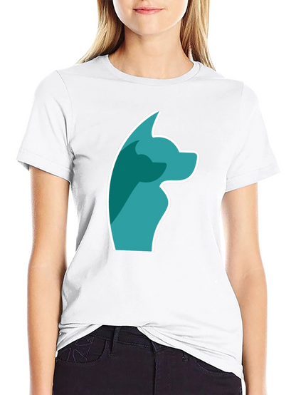 Stylish Black Tee with Teal Dog Graphic