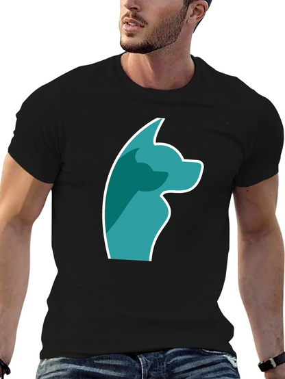 Stylish Black Tee with Teal Dog Graphic