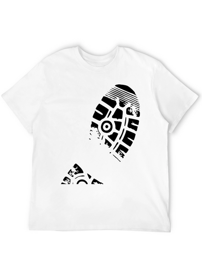 Black T-Shirt with Shoe Print Design