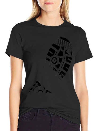 Black T-Shirt with Shoe Print Design