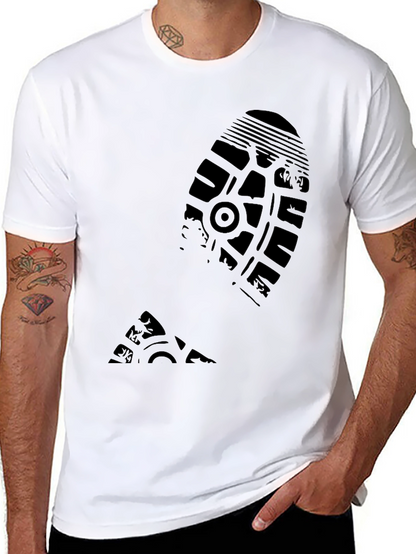Black T-Shirt with Shoe Print Design