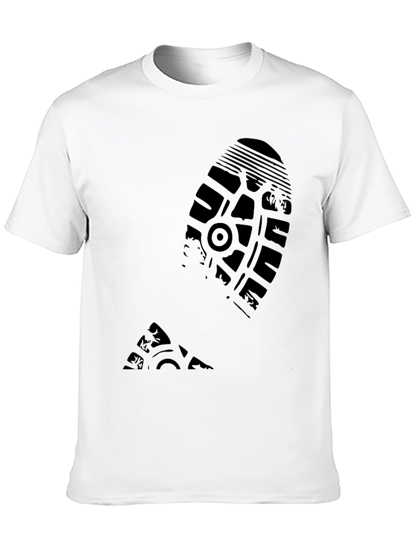Black T-Shirt with Shoe Print Design