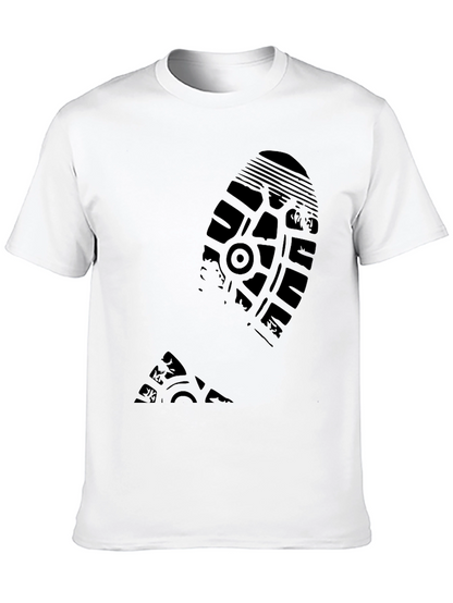 Black T-Shirt with Shoe Print Design