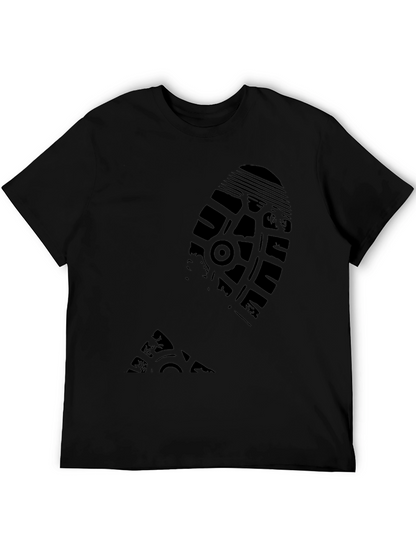 Black T-Shirt with Shoe Print Design