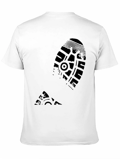 Black T-Shirt with Shoe Print Design