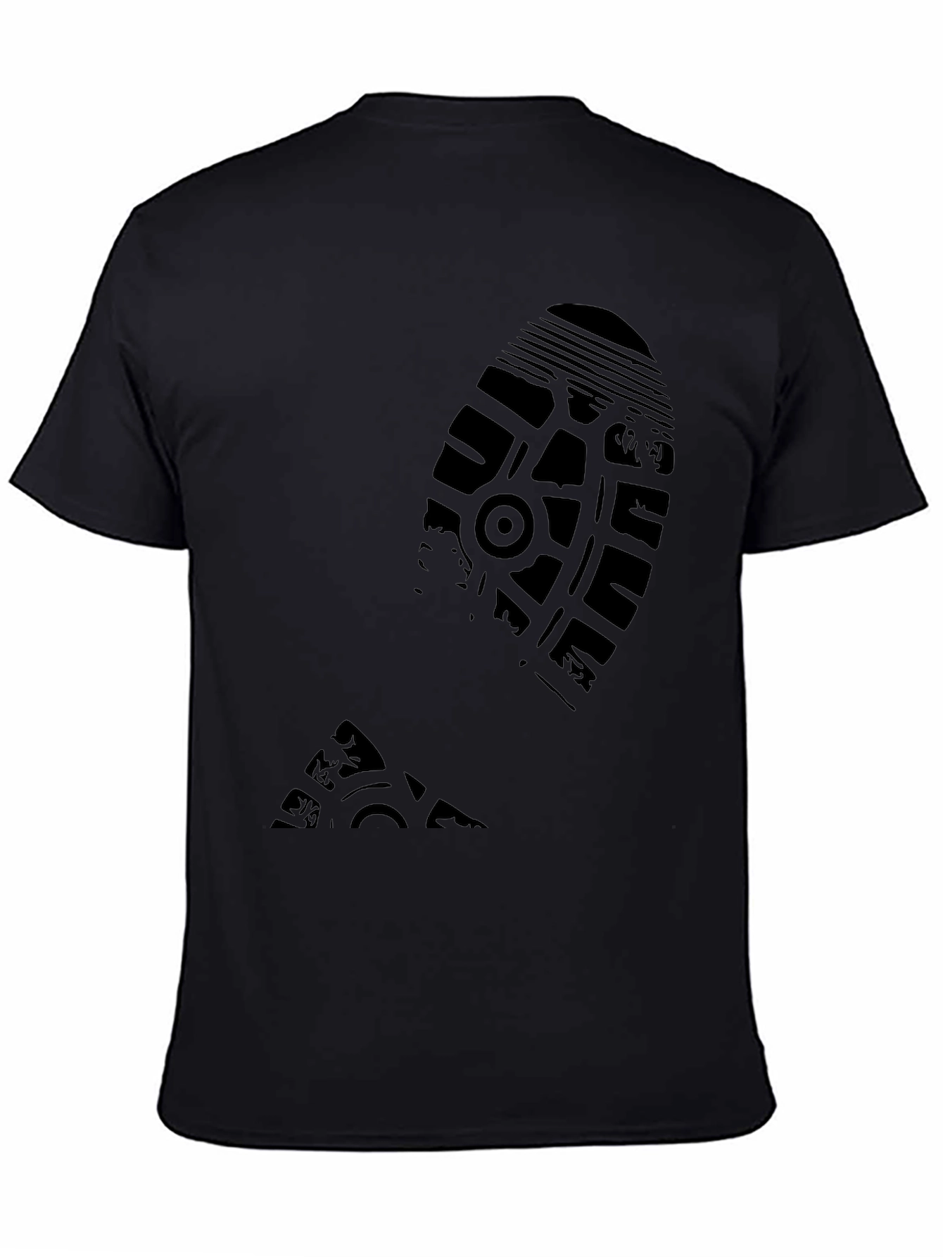 Black T-Shirt with Shoe Print Design