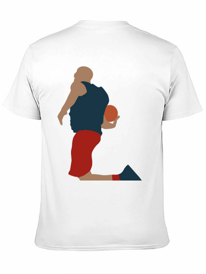 Basketball Player Silhouette Graphic Tee - Black