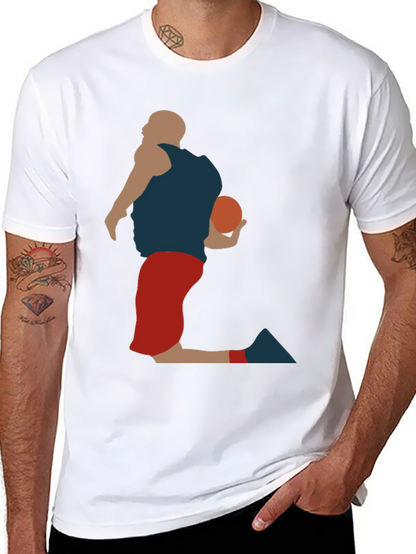 Basketball Player Silhouette Graphic Tee - Black