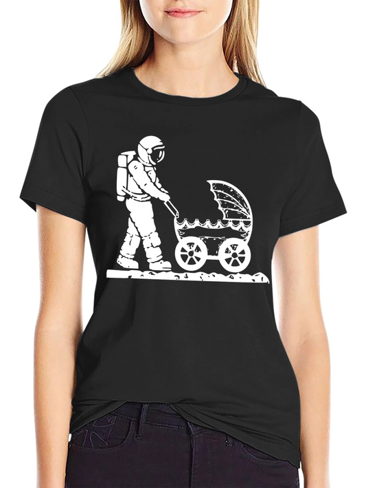 Astronaut Baby Stroller Graphic T-Shirt - Outer Space Dad Humor Tee