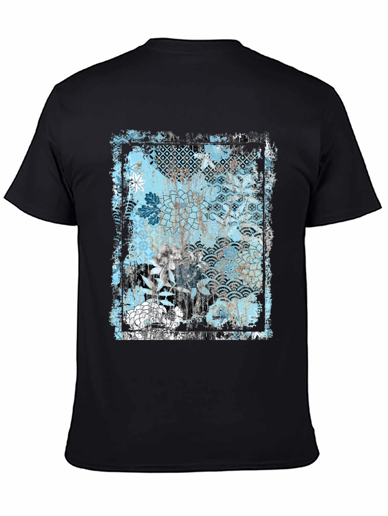 Trendy Floral Graphic Print Black T-Shirt